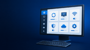 새 Windows 컴퓨터에서 업데이트와 보안 및 백업 등 초기 설정을 확인하는 모습