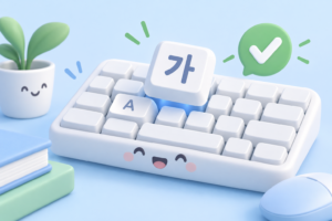 윈도우 11 한글이 안 쳐질 때|영어만 입력되는 문제 확인하기 1 한글 가와 영문 A 키가 있는 키보드와 초록색 확인 표시